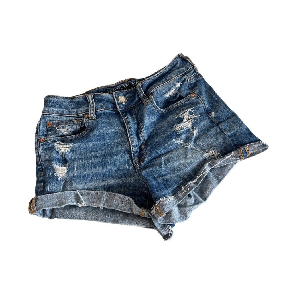 American Eagle‎ Hi-Rise Shortie Distressed Jean Shorts Size 4